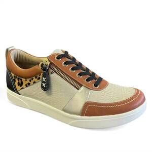 NEW REVERE women's longbeach orthotic-friendly sneakers in cognac multi